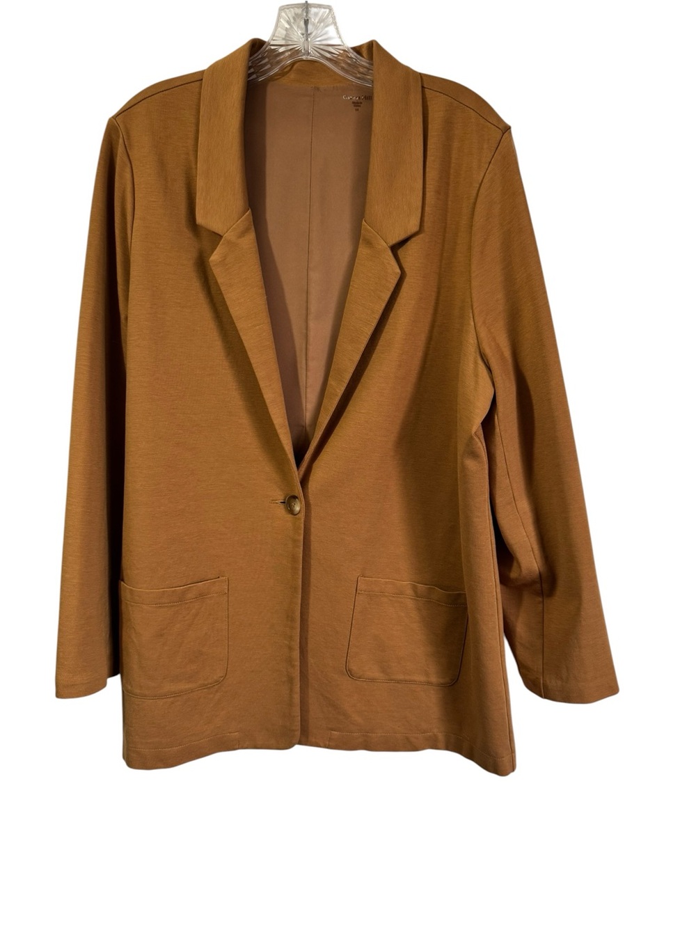 Garnet Hill Tencel Blend Stretch Blazer Carmel Brown Soft Workwear Size 14